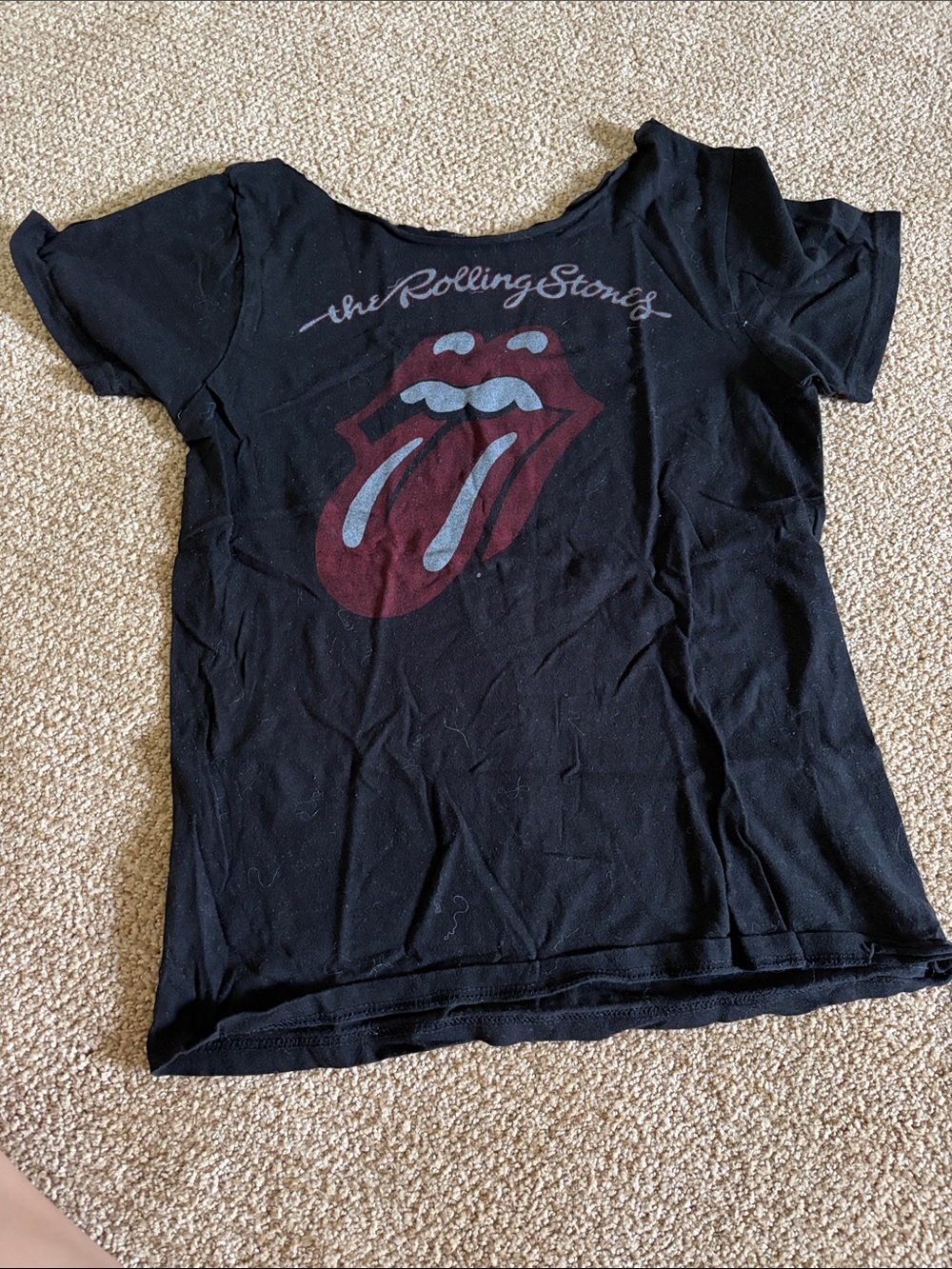 Garage Black Short Sleeve Tee with Red Tongue Graphic